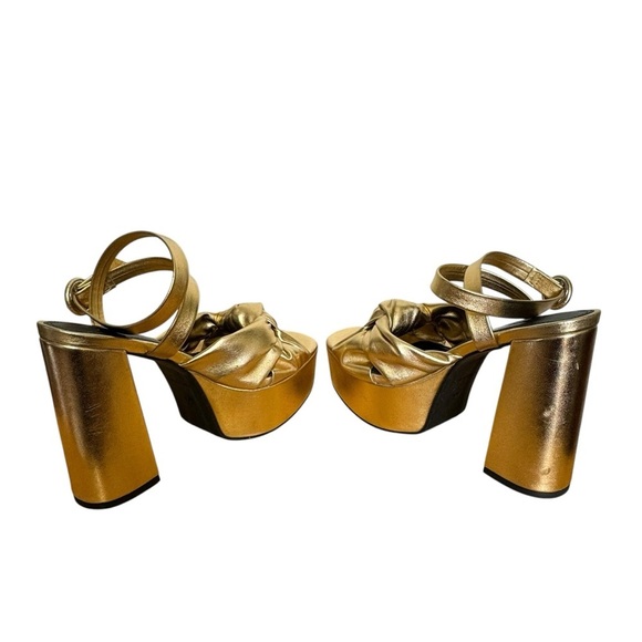 ASOS DESIGN Note knotted platform heeled sandals in gold Woman’s SZ. 4.5 - Picture 10 of 16